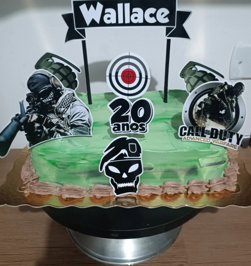 Bolo verde com tema Call of Duty